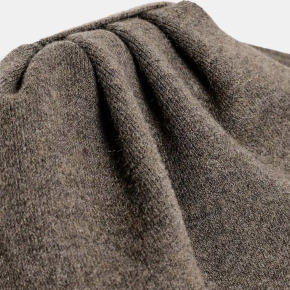 Zara Wool Blend Shawl Knit Cape in Brown/Taupe Size L-XL. NWT - Picture 7 of 16